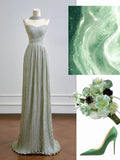Romantic A Line Strapless Sage Green Long Prom Dresses Impress 18th Birthday Outfits Party Gown HZ0311