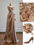 Simple A Line Sweetheart Champagne With Slit Prom Dresses Long Evening Formal Gown BirthdayParty Gowns HZ0311
