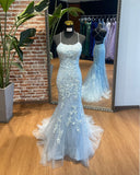 Elegant Sheath-Column Floor Length Tulle Prom Dress Party Dresses Online HZ0311