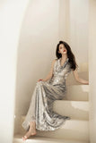Mermaid Halter Silver Sequin Long Prom Dresses Impress 18th Birthday Outfits Prom Gown HZ0311