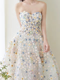 Beautiful Ball Gown Sweetheart Floral Tulle Long Prom Dresses Formal Gowns Inspo Evening Outfit HZ0311