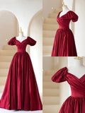Stylish A line V Neck Burgundy With Sleeves Long Prom Dresses Inspiration Evening Gowns Formal Party Prom Dress HZ0311