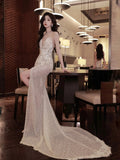 Fairytale Fantasy Art Wedding Dresses Mermaid Sweetheart White Lace Long Brides Dress Fitted Bridal Gowns HZ0311