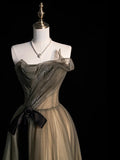 Chic Ball Gown Strapless Tulle Sleeveless Senior Prom dresses High School Long Formal Dress HZ0311