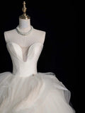 Modest Ball Gown Sweetheart White Tulle Wedding Dress Long Fairytale Autumn Bridal Dresses HZ0311