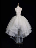 Classy Ball Gowns High Low Strapless White Tulle Prom Dresses Graduation Gown 20th Birthday Outfits HZ0311