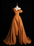 Chic Ball Gown One Shoulder Satin Sleeveless Senior Prom dresses High School Long Formal Dress HZ0311