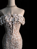 Classic Mermaid Wedding Dresses Off The Shoulder White With Short Sleeves Brides Dress Sequin Bridal Gowns HZ0311