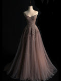 Modest Ball Gown Sweethart Tulle With Beadings College Formal Outfits Long Prom Inspo Graduation Dresses HZ0311