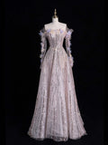 Princess A Line Off The Shoulder Sequined Long Formal Evening Dress Gowns Prom Dresses HZ0311