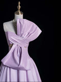 Ball Gown Strapless Lilac Satin Sleeveless With Bow-knot Women's Dress Long Quinceanera Dresses Sweet 16 Quince Dress HZ0311