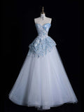 Elegnt Ball Gown Sweetheart Light Sky Blue Tulle Long Prom Dress Fashion Aesthetic High School Formal Dresses Party Outfits Gown HZ0311