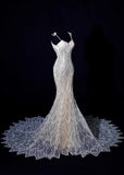 Timeless Wedding Dresses Mermaid Spaghetti Straps Lace White Brides Dress Fitted Long Bridal Gowns HZ0311