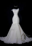 Plain Wedding Dresses Mermaid Strapless Ivory Sleeveless Brides Dress Fitted Bridal Gowns HZ0311
