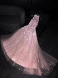 Fairytale A Line Pink Tulle Long Formal Evening Dress Formal 18th Birthday Gowns Prom Dresses HZ0311