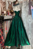 Chic Ball Gown Sweetheart Dark Green Satin Sleeveless Senior Prom dresses High School Long Formal Dress HZ0311