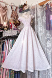 Elegant A line High Neck Pink Lace Long Prom Dresses For Teens Evening Outfits Formal Dress HZ0311