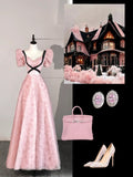 Cute A line Sweetheart Pink Lace Senior Prom Dresses High School Long Formal Dress HZ0311