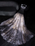 Princess Mermaid Strapless Black Sequined Long Formal Evening Dress Formal 18th Birthday Gowns Prom Dresses HZ0311
