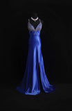 Retro Mermaid Spaghetti Straps Royal Blue Satin 2000s Long Prom Dresses Inspo 18th Birthday Outfits Formal Dress HZ0311
