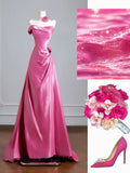 Timeless A line Strapless With Ruched Pink Long Prom Dresses Inspiration Party Dress Prom Gowns HZ0311