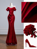 Romantic Mermaid Off The Shoulder Red Satin Long Prom Dresses Impress 18th Birthday Outfits Party Gown HZ0311