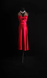Retro A Line Halter Red Satin Tea Length 90s Short Prom Dresses Inspo 18th Birthday Outfits Formal Dress HZ0311