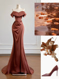 Glamorous Mermaid Off The Shoulder With Short Sleeves Prom Dresses Long Evening Formal Gown BirthdayParty Gowns HZ0311