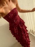 Modest Sheath Strapless Yellow Chiffon Floral Long Prom Dresses Party Dress 22th Birthday Outfits Graduation Dress HZ0311