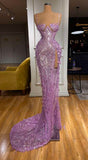 Classy Mermaid Spaghetti Strap Sequin With Beaded Split Bodice Long Prom Dresses Formal Dress 20th Birthday Outfits HZ0311