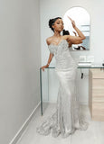 Sparkly Mermaid Sweetheart Silver Long Prom Dresses For Plus Size Black People Girls Sequin Crystals Formal Evening Party Gown HZ0311