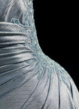 Elegant Blue Spaghetti Strap Prom Gown Pleated Sweetheart Neckline Sexy Backless Fishtail Celebrity Banquet Evening Dress HZ0311