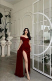 Sexy Prom Dresses Inspiration Mermaid Spaghetti Strap Dark Burgundy Chiffon With Split Semi Formal Party Dress For Teens High Schools HZ0311
