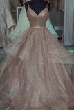 Modest Ball Gown Spaghetti Strap Champagne Tulle Prom Dress Aesthetic Long Graduation Dance Evening Outfits HZ0311