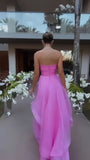 Elegant Ball Gown Strapless Dusty Orange Tulle Evening Women Party Dresses Long Formal Prom Dress 16 Birthday Gown HZ0311