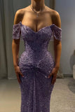 Modest Senior Prom Dresses High Schools Inspiration Mermaid Sweetheart Lilac Sequins Semi Formal Grad Long Prom Dress For Teens HZ0311