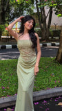 Classy Mermaid Spaghetti Strap Sage Green Lace Inspo For Women Girls Formal Party Gowns Long Prom Dresses HZ0311