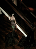 Sparkly Mermaid High Neck Black Sequin With Beads Gem Long Prom Dresses 20th Birthday Outfits HZ0311