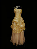Vintage Night Aesthetic Ball Gown Spaghetti Straps 80s 70s Gold College Formal Outfit Long Prom Graduation Dresses For Teens HZ0311