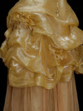 Vintage Night Aesthetic Ball Gown Spaghetti Straps 80s 70s Gold College Formal Outfit Long Prom Graduation Dresses For Teens HZ0311