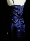 Vintage Night Aesthetic A Line Spaghetti Straps 80s 70s Navy Blue Teens College Formal Outfit Long Prom Graduation Dresses HZ0311