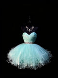 Cute Ball Gown Sweetheart Light Sky Blue Tulle Short Hoco Outfits Middle School Homecoming Dresses Cocktail Gown HZ0311