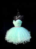 Cute Ball Gown Sweetheart Light Sky Blue Tulle Short Hoco Outfits Middle School Homecoming Dresses Cocktail Gown HZ0311