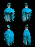 Modest High Low Sweetheart Organza Blue With Layered College Formal Outfit Prom Graduation Dresses For Teens HZ0311