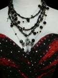 Modest Mermaid Sweetheart Black Red Floral Chiffon Beaded Senior 80s Prom Dresses High School Long Formal Dress HZ0311