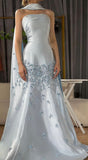 Customized Fashion Satin Crystal Pearls Evening Dresses High Quality Strapless Celebrity Gowns Prom Dress For Women HZ0311