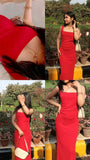 Sexy Sheath Square Neck Cherry Red Bodycon Outfit Inspo Long Modest Prom Dresses Formal Party Gowns For Women HZ0311