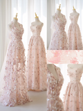 Cute A line Halter Floral Tulle Pink Long Prom Dresses Impress 19th Birthday Outfits Prom Gown HZ0311