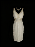 Retro Sheath V Neck White Lace Hoco Gowns Short 18th Birthday Dress Homecoming Dresses HZ0311