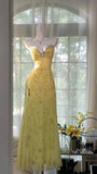 Unique Yellow Prom Dresses Long Beaded Open Back Prom Outfit Vestidos De Dia HZ0311